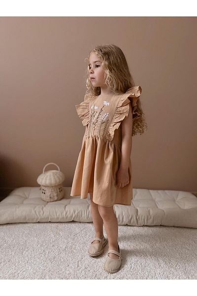 YİGİT BUTİK Rochie de fetita din stofa de in brodata Yigit Boutique