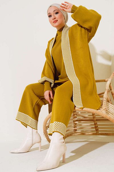 Lavanta Tekstil Corded Knitwear Triple Hijab Set