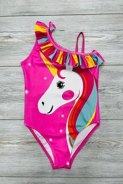 My Kids Wear Frilly Printed Girl's Swimsuit