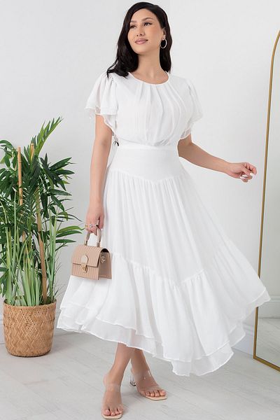 PULLIMM Rochie din șifon cu mâneci cu volane - Model 2064