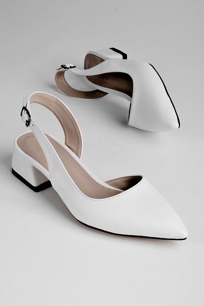 Lal Shoes & Bags Pantofi cu toc pentru femei Olivia Side-Slip-alb