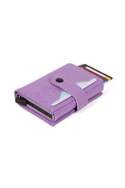 Newish Women's Lilac Vegan Leather Card Holder and Wallet with Paper Money Compartment
