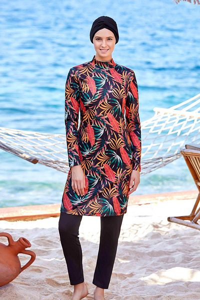 REMSA Μαύρο μαγιό Hijab - Lycra και Full Covered, Dıonne 9205