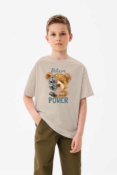 MYADA Believe Power Letter Printed T-Shirt για αγόρι