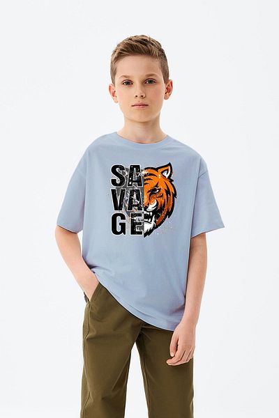 MYADA Tricou Tigru cu imprimeu Savage pentru baieti