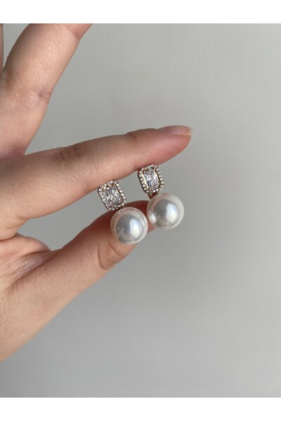 Owentis Çelik Baget Taşlı İnci Annemarie Küpe -kararma yapmaz-