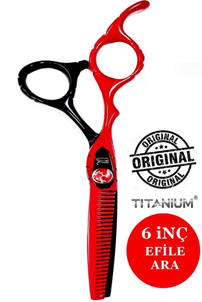 Genel Markalar Jaguar Kırmızı Seri Ara Makas Efile Saç Kesim Makası Deri Çant...