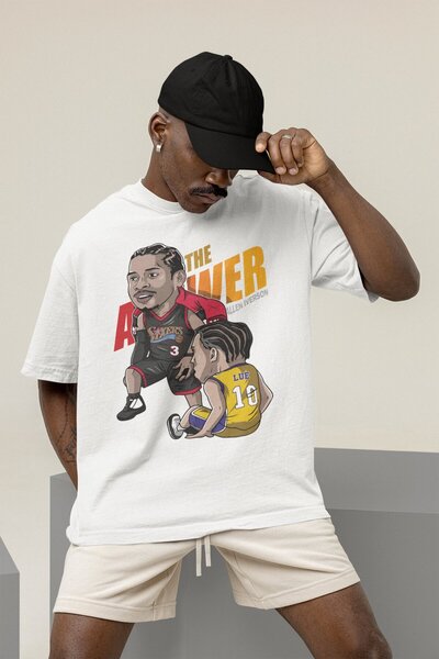 Fuddy Moda Tricou cu imprimeu Allen Iverson unisex, tricou cu tematică basche...