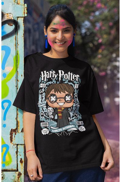 Fuddy Moda Tricou scris Harry Potter, tricou unisex mini Harry Potter imprimat film