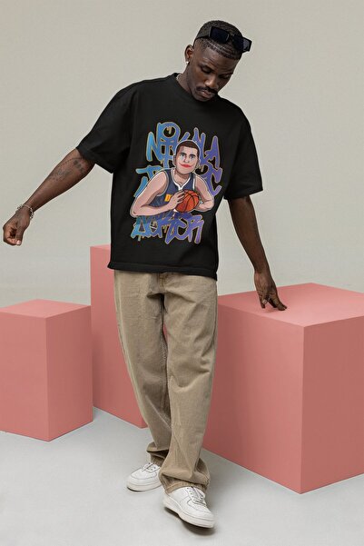 Fuddy Moda Tricou imprimat unisex Nikola Jokic, tricou cu tematică baschet bă...