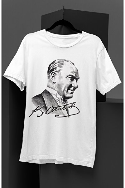 Fuddy Moda تي شيرت مطبوع عليه توقيع مصطفى كمال أتاتورك للجنسين، تي شيرت مطبوع عليه أتاتورك للرجال والنساء