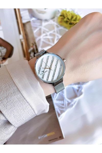 FERRO Silver Straw Cord Colorfast 30 Meters Water Resistant Special Design Women's Wristwatch 1618