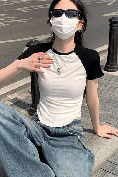 Köstebek Μπλουζάκι Raglan Λευκό κοντομάνικο Crop T-shirt