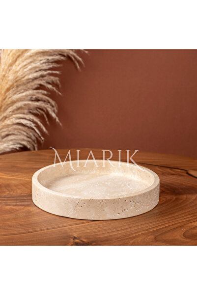 MIARIK DESIGN & DEKORASYON Dekoratif Traverten Mermer Tepsi Servis Sunum Tabağı