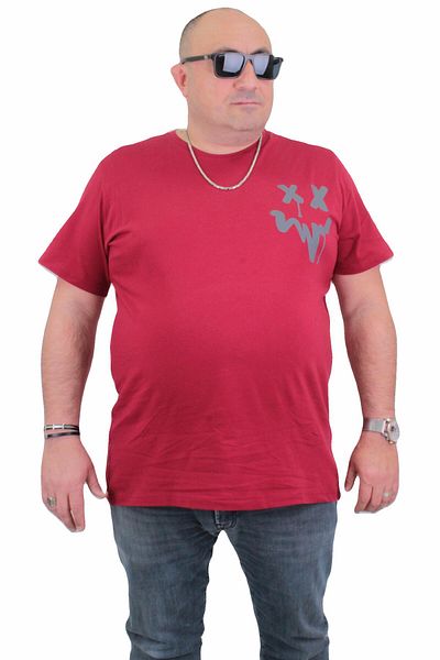 MocGrande Tricou pentru bărbați mărime mare - decolteu, noua generație 24130, roșu claret