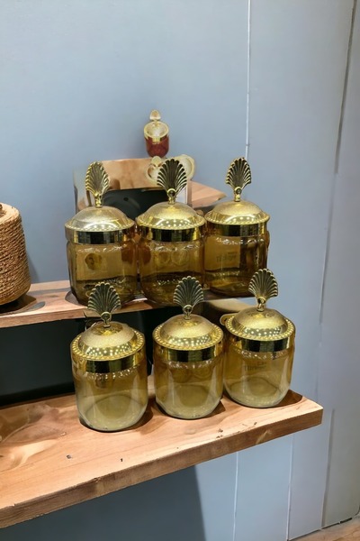 kurt41 3 Decorative Glass Jars - for Food, Coffee, Tea and Sugar