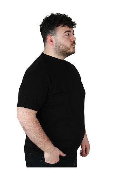 ekis collection Large Size Black Crew Neck T-Shirt