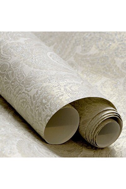 Ala Perde By İtalyanhomestore Krem Sedefli Damask Desenli Duvar Kağıdı