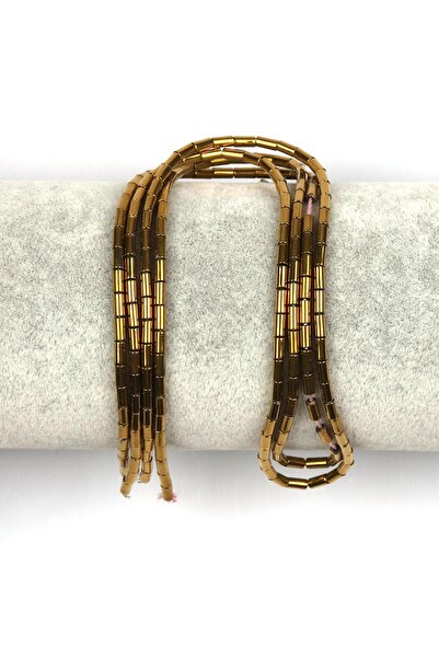 Alibaba Doğaltaş Gold Renk Hematit Dizi 2 x 4 mm Boru Kesim