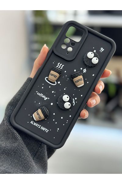 Go Aksesuar حافظة سيليكون بتصميم كوكي أسود متوافقة مع هاتف Xiaomi Note 11 Pro - 12 Pro 4G مع لعبة