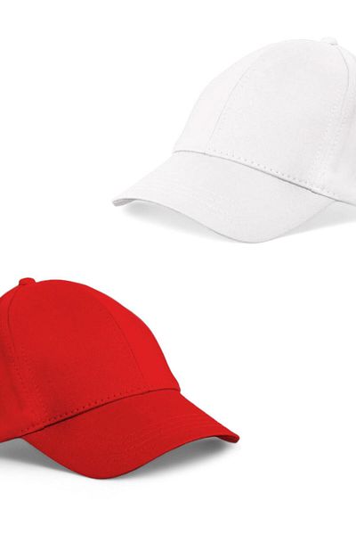 Eke Tekstil Unisex Red and White Color 2-Piece Baseball Cap Set