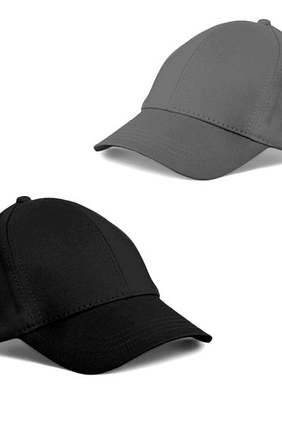 Eke Tekstil Unisex Black and Gray Color 2-Piece Baseball Cap Set