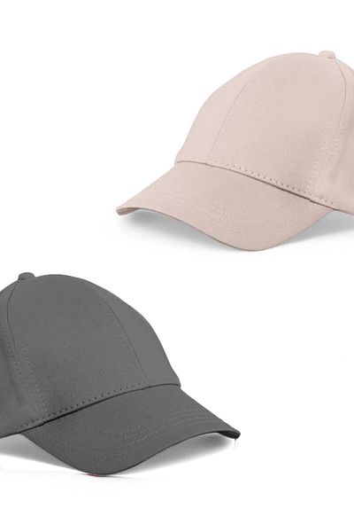 Eke Tekstil Unisex Gray and Stone Color 2-Piece Baseball Cap Set