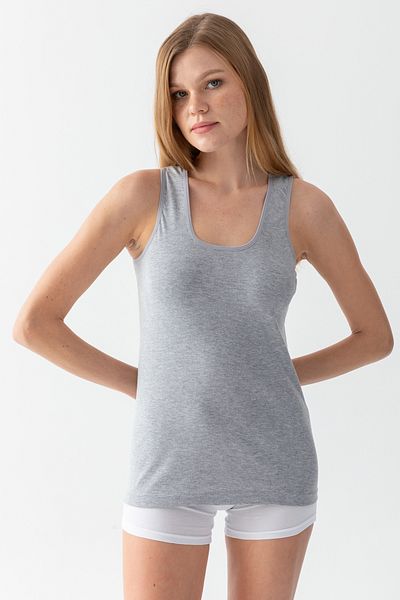 ld lidya underwear قميص داخلي مضلع من القطن بحزام عريض أساسي باللون الرمادي للنساء 1005-5