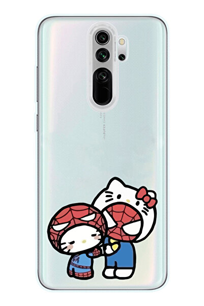 Magic Ring Redmi Note 8 Pro Uyumlu Hello Kity & Spiderman Tasarımlı Şeffaf Te...