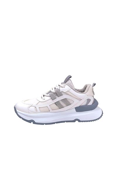 bescobel Women's Osdan White Gray Casual Sneakers Sneakers 4 cm sp176