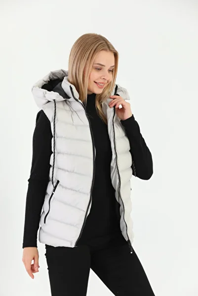 B.HE.Z Women's Gel Padding Cross Model Zippered Removable Hood Vest