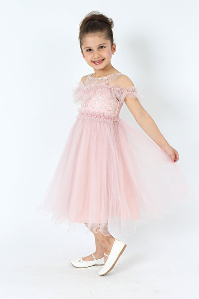 Jannock Rochie de seara cu captuseala brodata cu guipura pentru fete