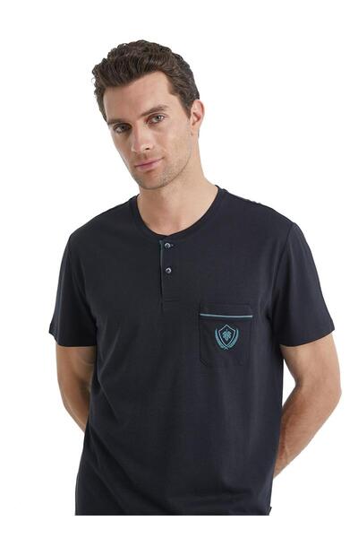 Blackspade Men's Short Sleeve Black Pajamas Set with Shorts C4T6N4O04