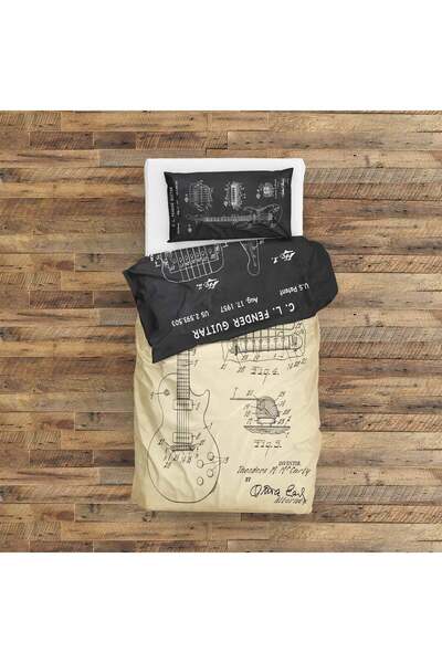 The Lucid Lab Gibson Les Paul Vintage & Fender Stratocaster Chalkboard Nevresim Takımı 160 Cm X 220 Cm