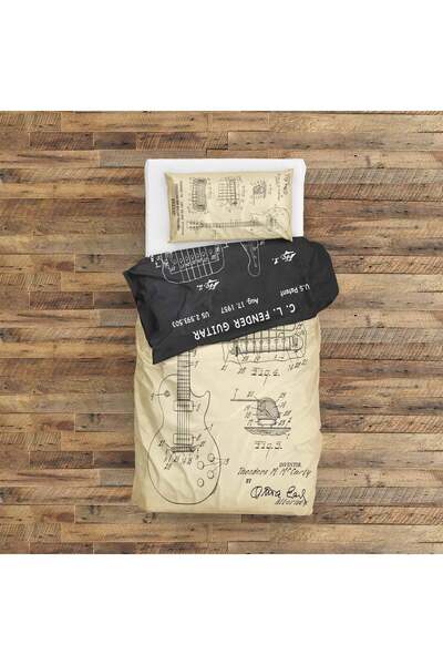 The Lucid Lab Gibson Les Paul Vintage & Fender Stratocaster Chalkboard Nevresim Takımı 160 Cm X 220 Cm