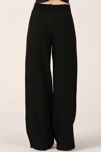 Pretty Room Women's Black Corded Knitwear Trousers
