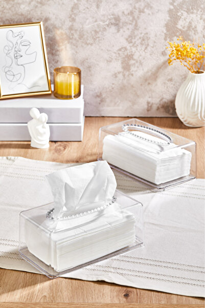 Pazarika 2 Adet Kristal Boncuklu Peçete Organizeri Dekoratif Peçetelik