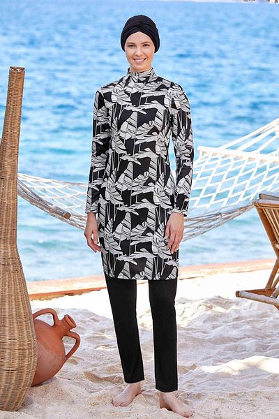 REMSA Lycra Full Covered Hijab Swimsuit Merıah 9206 Black
