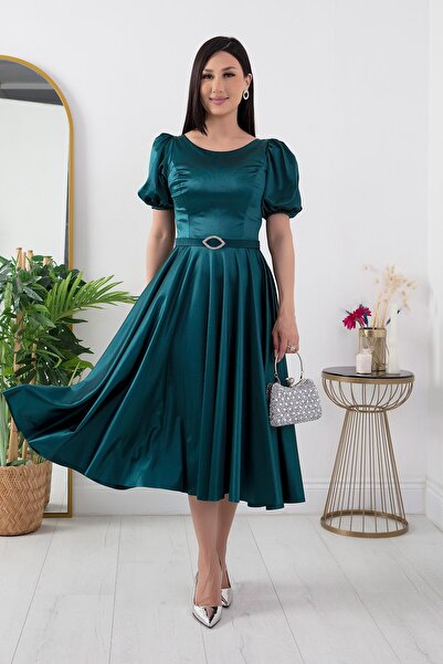 PULLIMM Rochie cu mânecă cu balon din satin - 39849