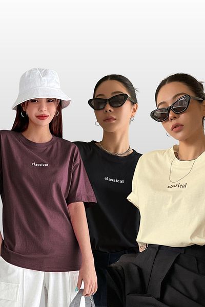 MODAGEN Μπλουζάκι Unisex Classical Printed 3 Συσκευασιών Μαύρο-Μπεζ-Βουργουνδί Oversize T-shirt