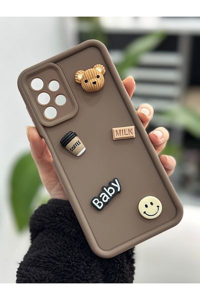 Go Aksesuar جراب سيليكون متوافق مع هاتف Samsung Galaxy A23 بتصميم شوكولاتة للأطفال مع لعبة