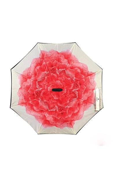 Aksesuar Kadın Şemsiye Ters Şemsiye Pembe Şakayık