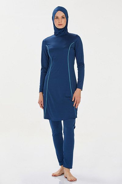 REMSA Lycra Full Covered Hijab Swimsuit Rozzr 9021 Light Navy Blue