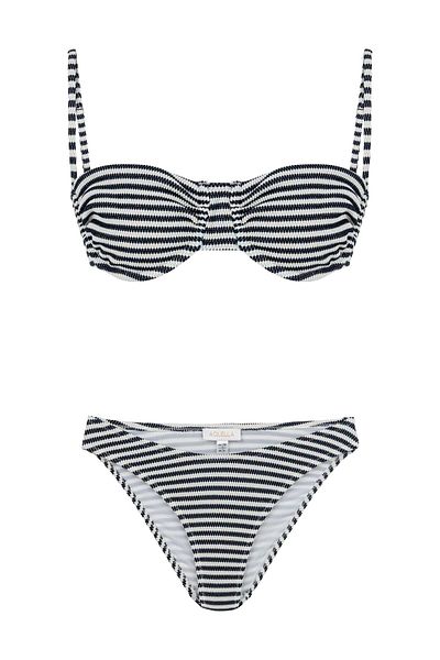 AQUELLA Textured Striped Underwire Bikini Set