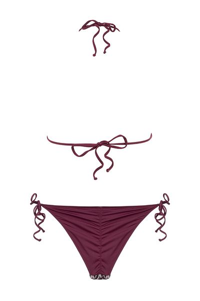 AQUELLA Colorful Knitwear Triangle Bikini Set with Gather Detail