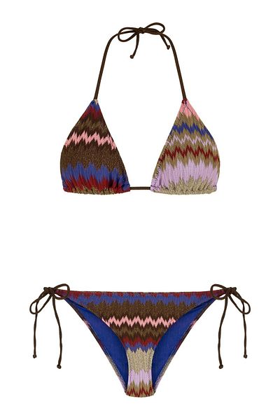 AQUELLA Colorful Glitter Knitwear Triangle Bikini Set