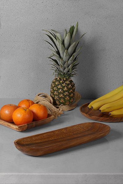 SepetçiBaba Misti - Acacia Latte Long Serving Plate - 6338