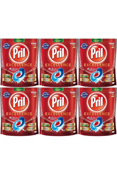 Pril Excellence 4 Detergent Capsule Tablet - Dishwasher, 360 Pieces (6Pk*60)