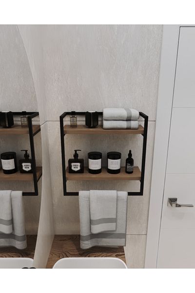 AJU Θήκη για πετσέτες 2 επιπέδων Αξεσουάρ ράφι τοίχου Κρεμάστρα σάλι μπάνιου Organizer κουζίνας Ράφι πολλαπλών χρήσεων