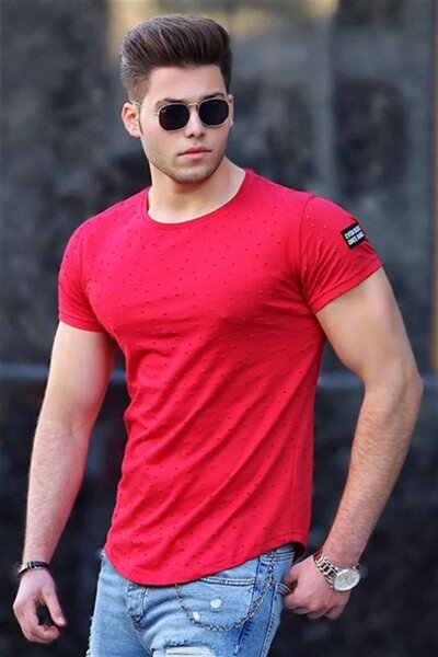 Madmext Große Größe Rotes Oversize T-Shirt 4064